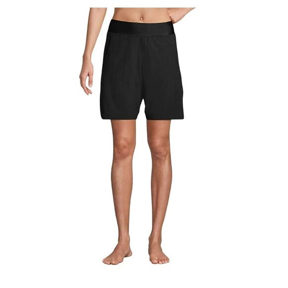 Lands End Women's Sun Shade UPF 50 9" Board Shorts Black Size 12 Swim Unlined - Picture 1 of 6